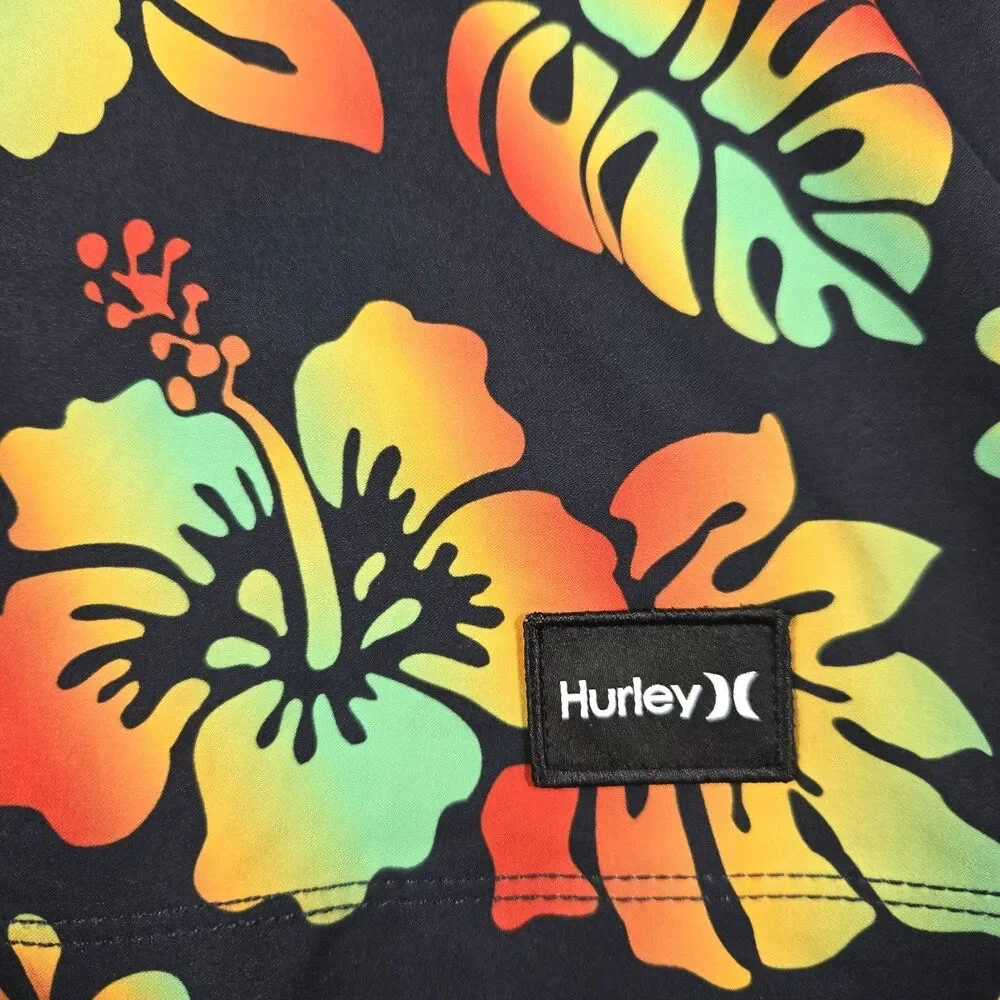 Hurley Phantom Weekender Board Shorts Black Tropical Pattern Men's 30 NWT